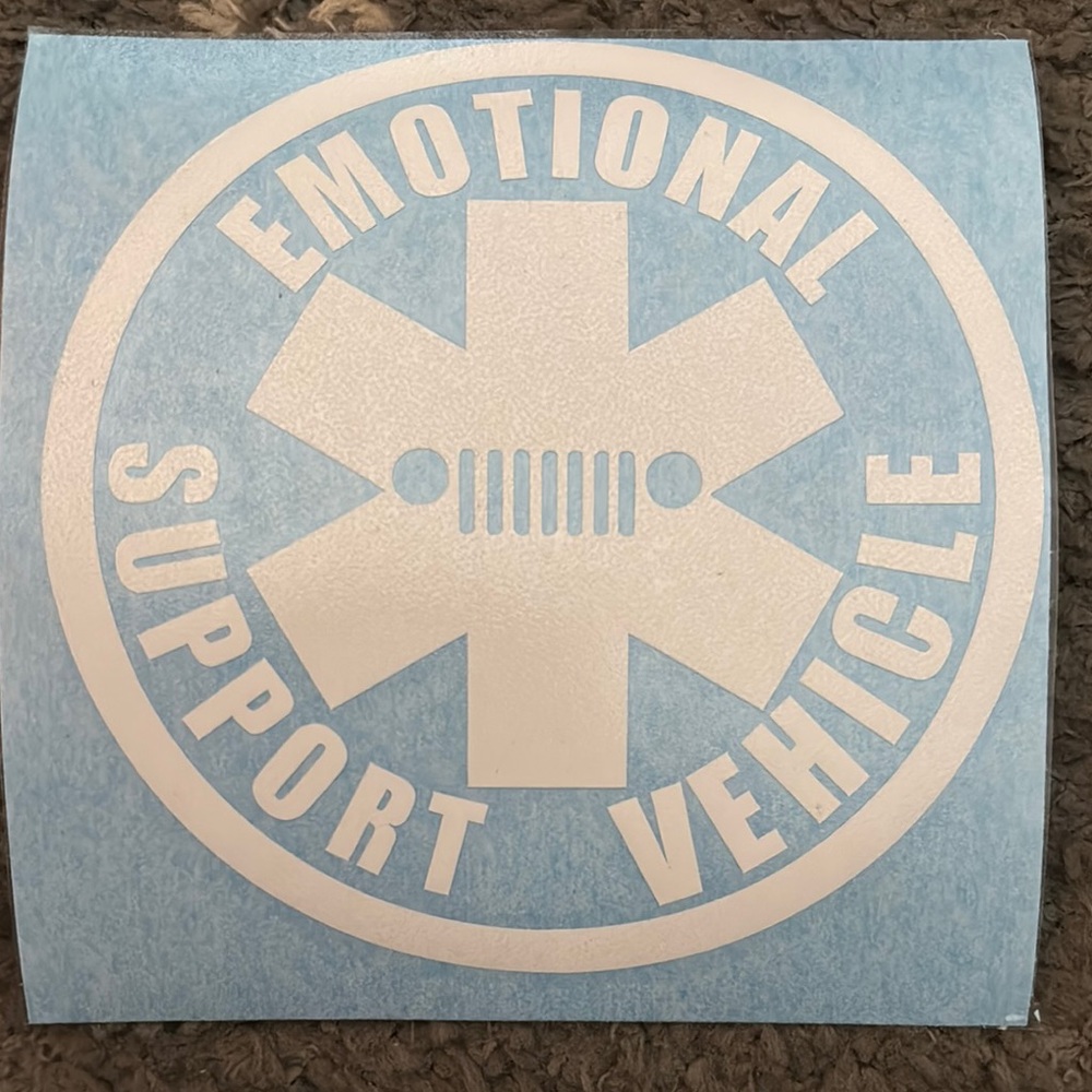 Emotional Support Vehicle Decal - White-Jeep